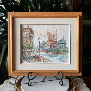 Vintage Paris Hand Painted Original Oil on Canvas Signed + Framed Art Wall Decor